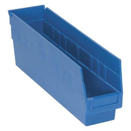 Shelf Storage Bin, Polypropylene, Blue, 6 in H, 4 1/8 in W, 17 7/8 in L MPN:QSB203BL