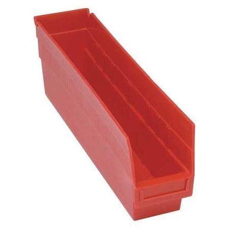 Shelf Storage Bin, Polypropylene, Red, 6 in H, 4 1/8 in W, 17 7/8 in L MPN:QSB203RD