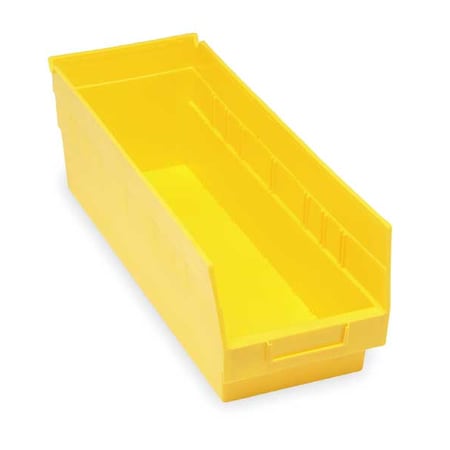 Shelf Storage Bin, Polypropylene, Yellow, 6 in H, 6 5/8 in W, 17 7/8 in L MPN:QSB204YL