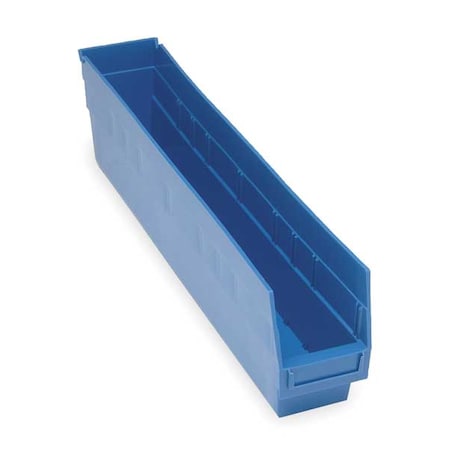 Shelf Storage Bin, Polypropylene, Blue, 6 in H, 4 1/8 in W, 23 5/8 in L MPN:QSB205BL