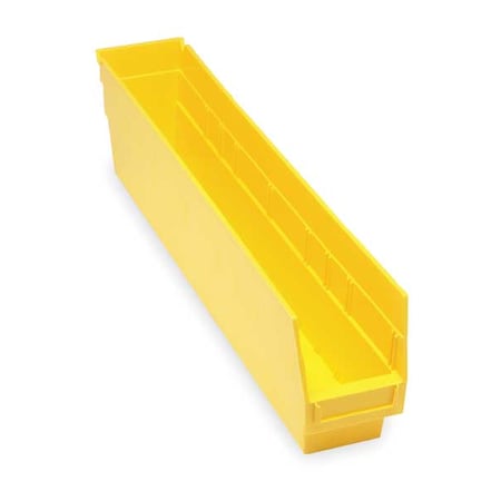 Shelf Storage Bin, Polypropylene, Yellow, 6 in H, 4 1/8 in W, 23 5/8 in L MPN:QSB205YL