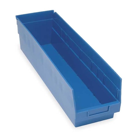 Shelf Storage Bin, Polypropylene, Blue, 6 in H, 6 5/8 in W, 23 5/8 in L MPN:QSB206BL
