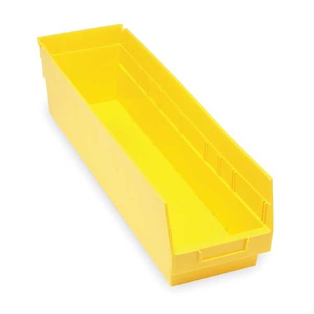 Shelf Storage Bin, Polypropylene, Yellow, 6 in H, 6 5/8 in W, 23 5/8 in L MPN:QSB206YL