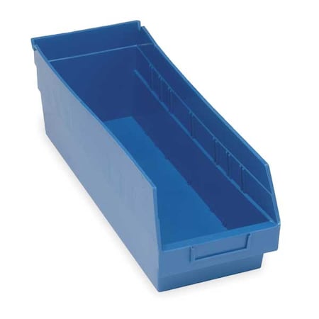 Shelf Storage Bin, Polypropylene, Blue, 6 in H, 8 3/8 in W, 17 7/8 in L MPN:QSB208BL