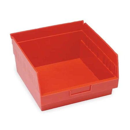 Shelf Storage Bin, Polypropylene, Red, 6 in H, 11 1/8 in W, 11 5/8 in L MPN:QSB209RD