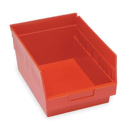 Shelf Storage Bin, Polypropylene, Red, 6 in H, 11 1/8 in W, 17 7/8 in L MPN:QSB210RD