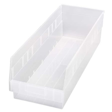 Shelf Storage Bin, Polypropylene, Clear, 6 in H, 8 3/8 in W, 23 5/8 in L MPN:QSB214CL