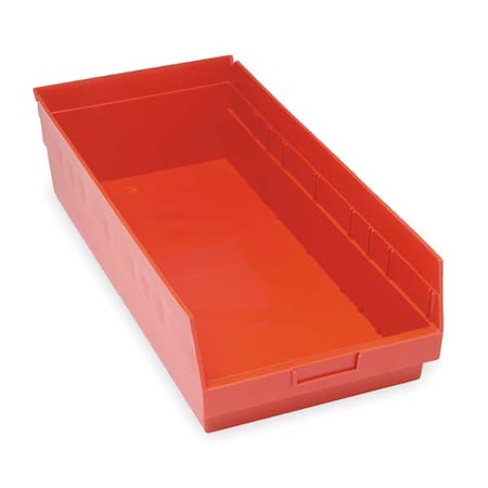 Shelf Storage Bin, Polypropylene, Red, 6 in H, 11 1/8 in W, 23 5/8 in L MPN:QSB216RD