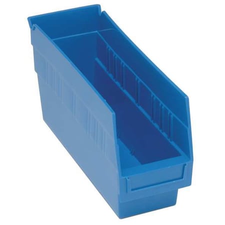 Shelf Storage Bin, Polypropylene, Blue, 8 in H, 4 3/8 in W, 11 5/8 in L MPN:QSB801BL