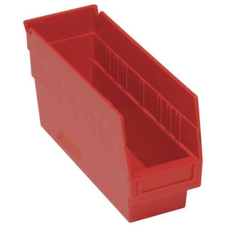 Shelf Storage Bin, Polypropylene, Red, 8 in H, 4 3/8 in W, 11 5/8 in L MPN:QSB801RD
