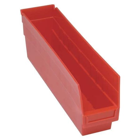 Shelf Storage Bin, Polypropylene, Red, 8 in H, 4 3/8 in W, 17 7/8 in L MPN:QSB803RD