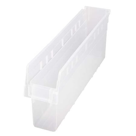 Shelf Storage Bin, Polypropylene, Clear, 8 in H, 4 3/8 in W, 23 5/8 in L MPN:QSB805CL