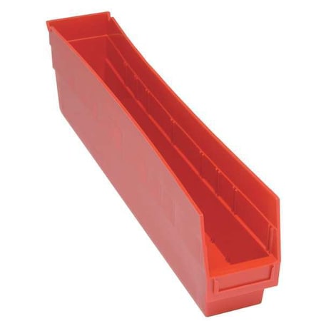 Shelf Storage Bin, Polypropylene, Red, 8 in H, 4 3/8 in W, 23 5/8 in L MPN:QSB805RD