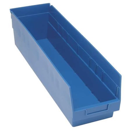 Shelf Storage Bin, Polypropylene, Blue, 8 in H, 6 5/8 in W, 23 5/8 in L MPN:QSB806BL