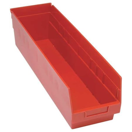 Shelf Storage Bin, Polypropylene, Red, 8 in H, 6 5/8 in W, 23 5/8 in L MPN:QSB806RD