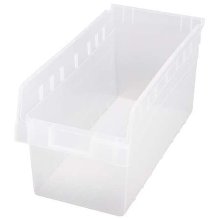 Shelf Storage Bin, Polypropylene, Clear, 8 in H, 8 3/8 in W, 17 7/8 in L MPN:QSB808CL
