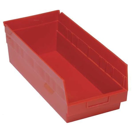 Shelf Storage Bin, Polypropylene, Red, 8 in H, 8 3/8 in W, 17 7/8 in L MPN:QSB808RD