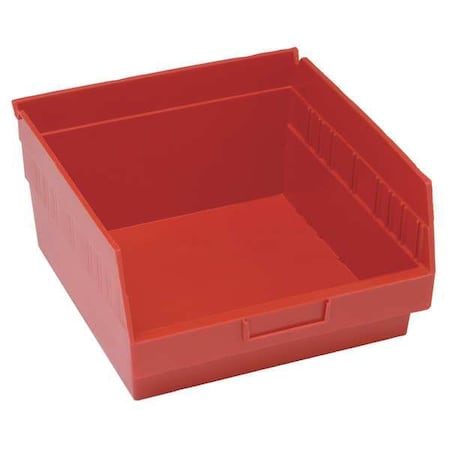 Shelf Storage Bin, Polypropylene, Red, 8 in H, 11 1/8 in W, 11 5/8 in L MPN:QSB809RD
