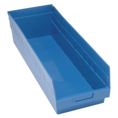 Shelf Storage Bin, Polypropylene, Blue, 8 in H, 8 3/8 in W, 23 5/8 in L MPN:QSB814BL