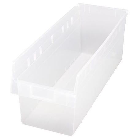 Shelf Storage Bin, Polypropylene, Clear, 8 in H, 8 3/8 in W, 23 5/8 in L MPN:QSB814CL