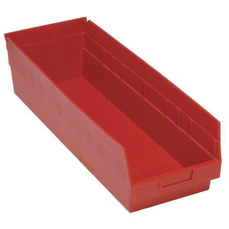Shelf Storage Bin, Polypropylene, Red, 8 in H, 8 3/8 in W, 23 5/8 in L MPN:QSB814RD