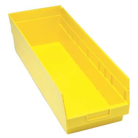 Shelf Storage Bin, Polypropylene, Yellow, 8 in H, 8 3/8 in W, 23 5/8 in L MPN:QSB814YL