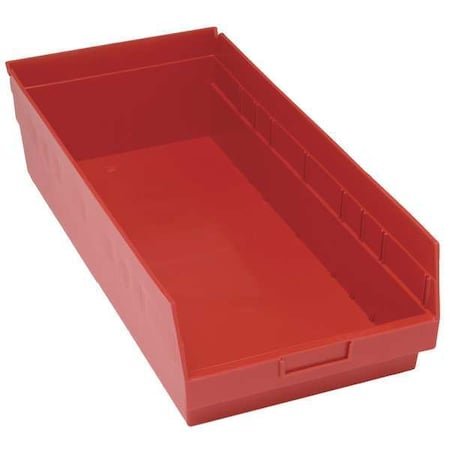 Shelf Storage Bin, Polypropylene, Red, 8 in H, 11 1/8 in W, 23 5/8 in L MPN:QSB816RD