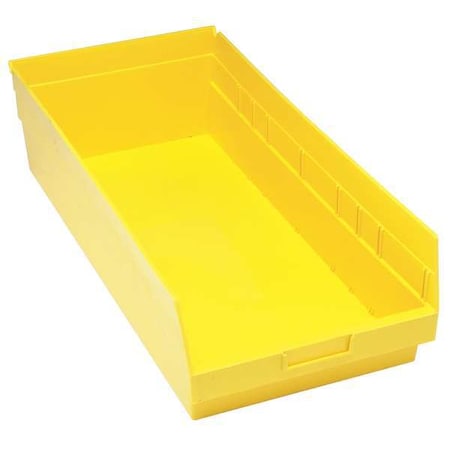 Shelf Storage Bin, Polypropylene, Yellow, 8 in H, 11 1/8 in W, 23 5/8 in L MPN:QSB816YL