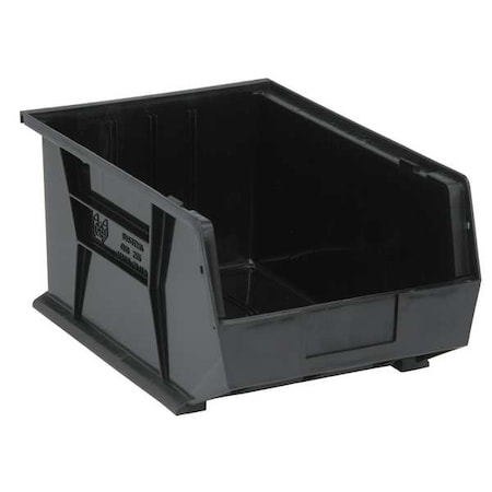 Hang & Stack Storage Bin, Polypropylene/Polyethylene, Black, 8 in H, 11 in W, 16 in L MPN:QUS255BR
