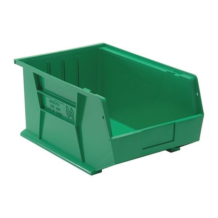 Hang & Stack Storage Bin, Polypropylene, Green, 8 in H, 11 in W, 16 in L MPN:QUS255GN