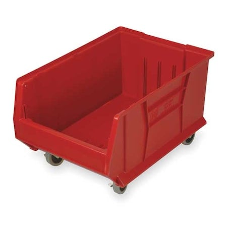 Mobile Storage Bin, Polypropylene/Polyethylene, Red, 11 in H, 16 1/2 in W, 29 7/8 in L MPN:QUS984MOBRD