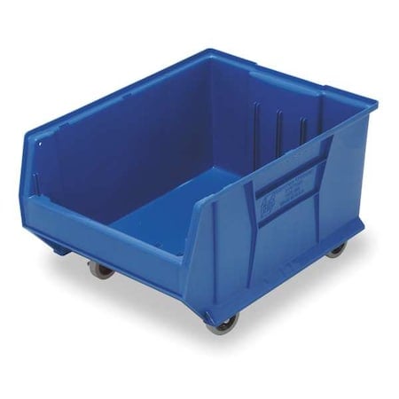 Mobile Storage Bin, Polypropylene/Polyethylene, Blue, 12 in H, 18 1/4 in W, 29 7/8 in L MPN:QUS985MOBBL