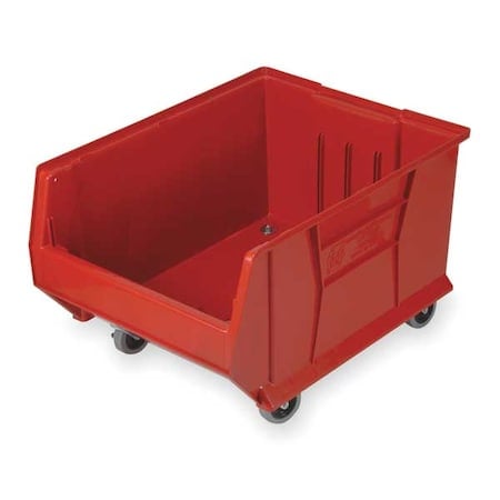 Mobile Storage Bin, Polypropylene/Polyethylene, Red, 12 in H, 18 1/4 in W, 29 7/8 in L MPN:QUS985MOBRD