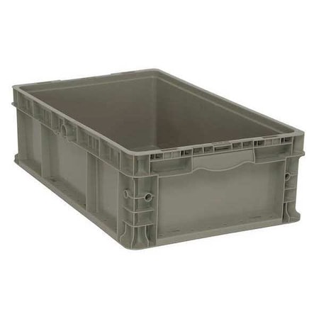 Solid & Stackable Straight Wall Storage Container, 8.2 gal, 24 in L x 15 in W x 7-1/2 in H, Gray MPN:RSO2415-7