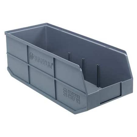 Shelf Storage Bin, Polypropylene, Gray, 7 in H, 8 1/4 in W, 20 1/2 in L MPN:SSB483GY