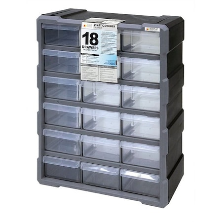 Cabinet With 18 Plastic Drawers, Black MPN:PDC-18BK