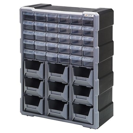 Cabinet With 30 Plastic Drawers / 9 Bins, Black MPN:PDC-930BK