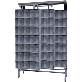 Quantum Gondola Free Standing Slider System with 112 Tip Out Bins Gray QS-304-28GY