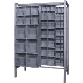 Quantum Gondola Free Standing Slider System with 101 Tip Out Bins Gray QS-BIG-101GY
