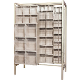 Quantum Gondola Free Standing Slider System with 101 Tip Out Bins Ivory QS-BIG-101IV