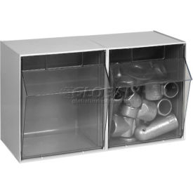 Quantum Tip Out Storage Bin QTB302 - 2 Compartments Gray QTB302GY