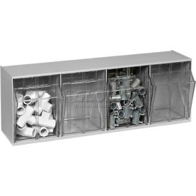 Quantum Tip Out Storage Bin QTB304 - 4 Compartments Gray QTB304GY