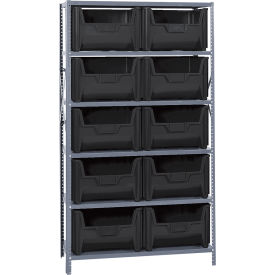 Quantum QSBU-700 Shelving With 10 Giant Hopper Bins Black 42x18x75 QSBU-700BK