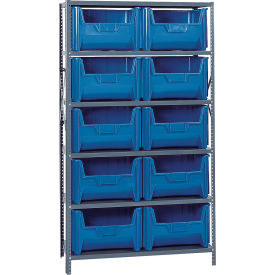 Quantum QSBU-700 Shelving With 10 Giant Hopper Bins Blue 42x18x75 QSBU-700BL