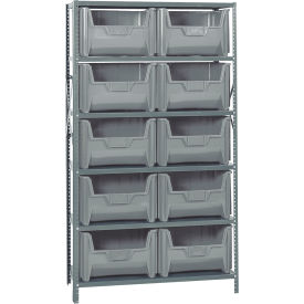 Quantum QSBU-700 Shelving With 10 Giant Hopper Bins Gray 42x18x75 QSBU-700GY