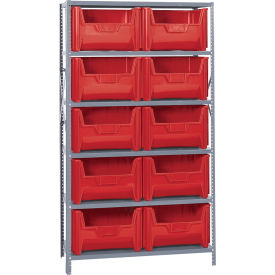 Quantum QSBU-700 Shelving With 10 Giant Hopper Bins Red 42x18x75 QSBU-700RD