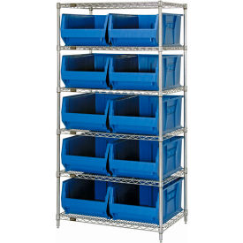 Quantum WR6-974BL Chrome Wire Shelving With 10 30