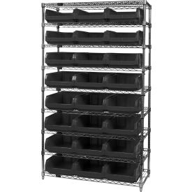 Quantum WR9-531 Chrome Shelving With 24 Magnum Giant Hopper Bins Black 18x42x75 WR9-531BK