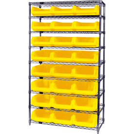 Quantum WR9-531 Chrome Shelving With 24 Magnum Giant Hopper Bins Yellow 18x42x74 WR9-531YL