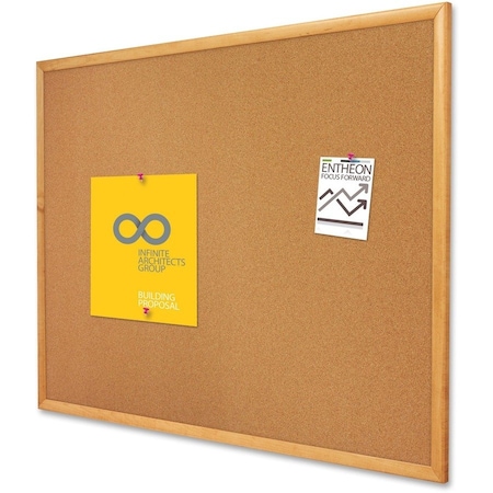Cork Bulletin Board 3ft.x2ft., Oak Finish Frame MPN:303